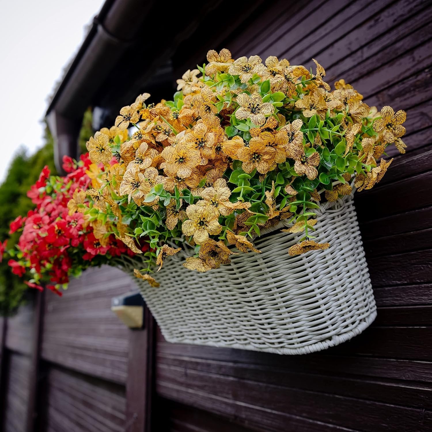 💐12PCS Artificial UV-resistant flowers: suitable for patios, porches and balconies-Yellow