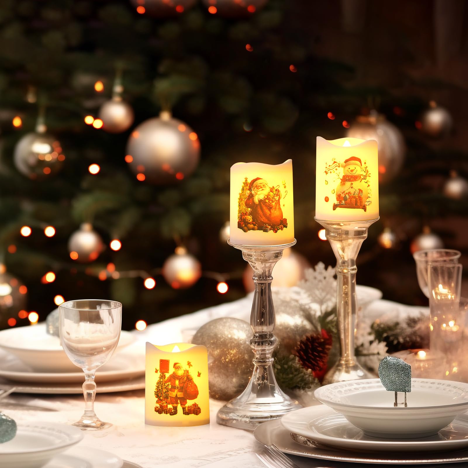 🎄🎅Christmas Flameless Votive Candles with Santa（6pack）