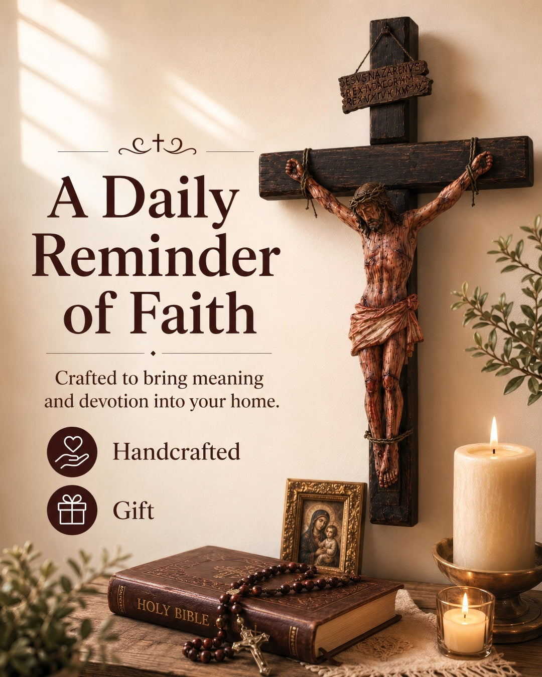 Pre-Blessed Jesus Crucifix for Home Prayer & Reflection