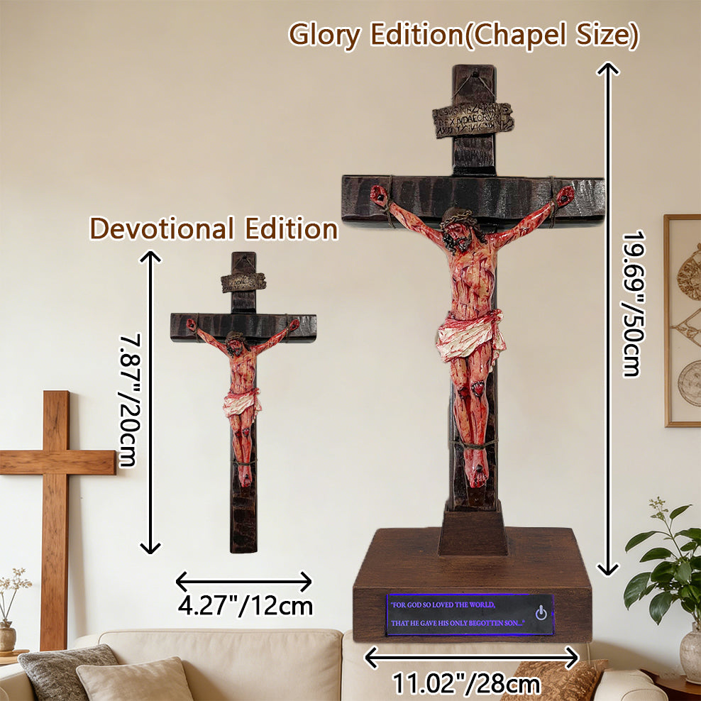 Pre-Blessed Solid Walnut Jesus Crucifix for Home Prayer & Reflection