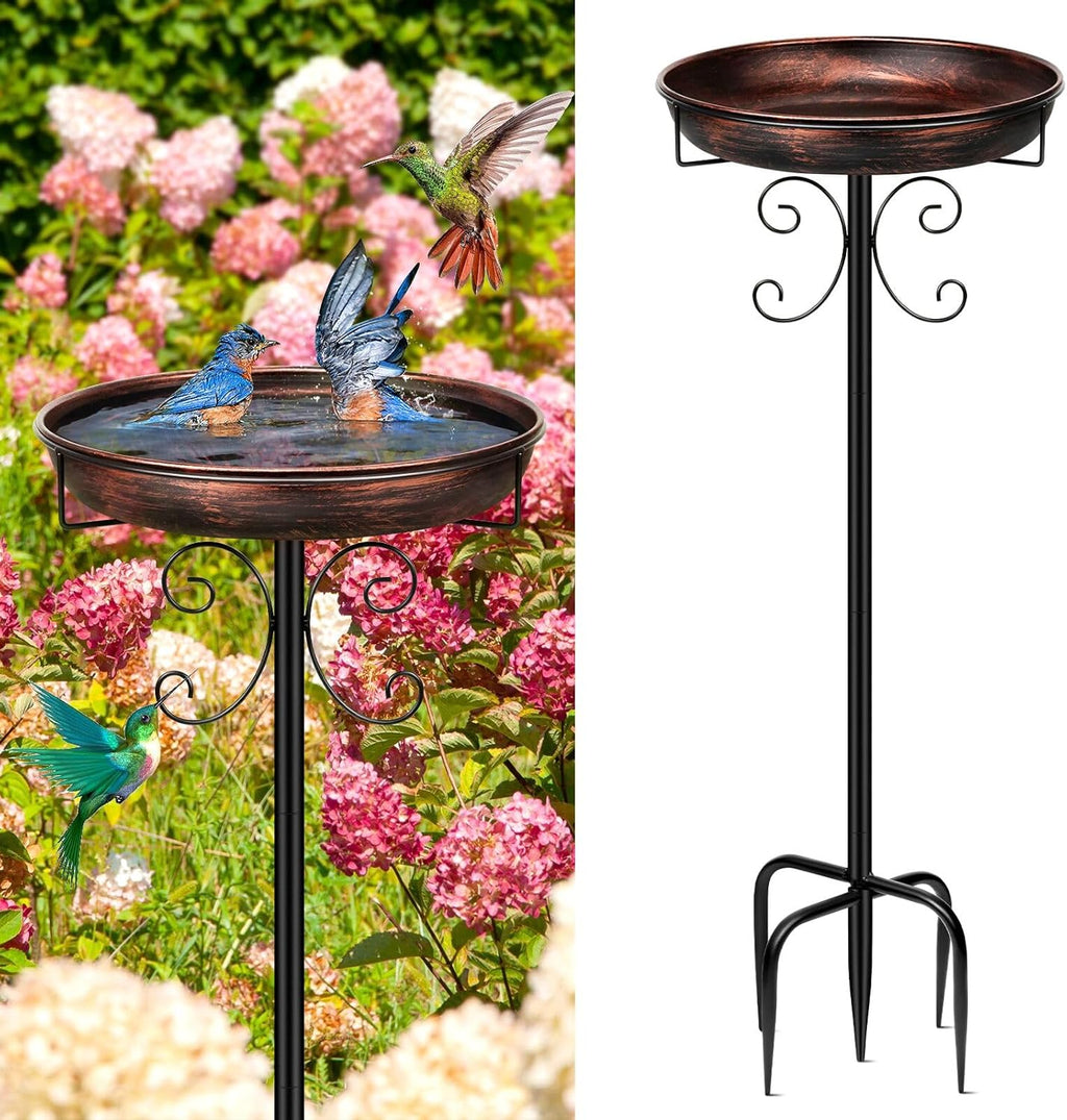 Vintage Metal Bird Bath & Feeder – 35" Garden Stake