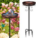 Vintage Metal Bird Bath & Feeder – 35" Garden Stake