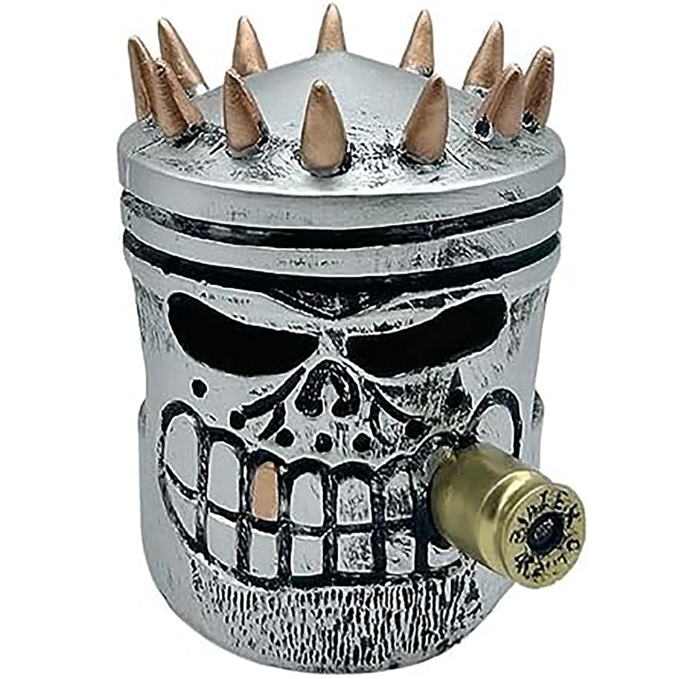 Handcrafted Piston Skull Sculpture – Real Engine Parts