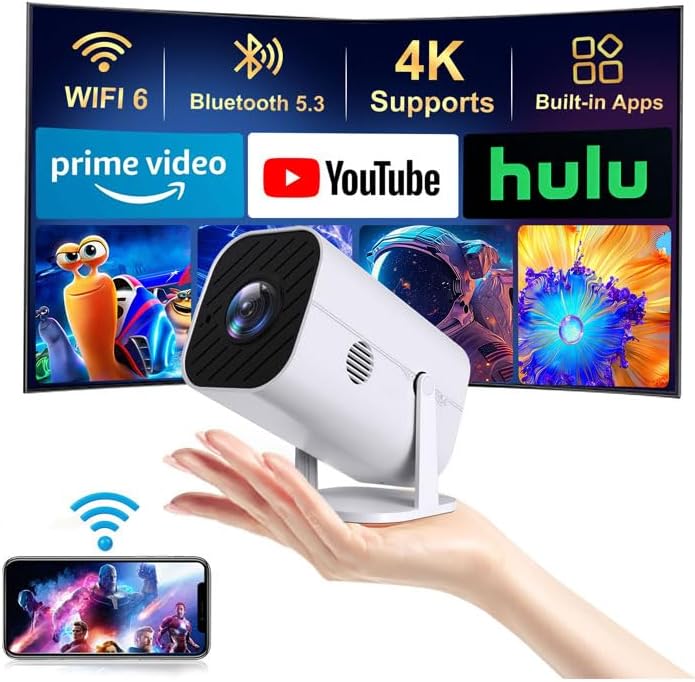 Mini Projector with Wifi and Bluetooth, Built-in Apps,Movie Projector