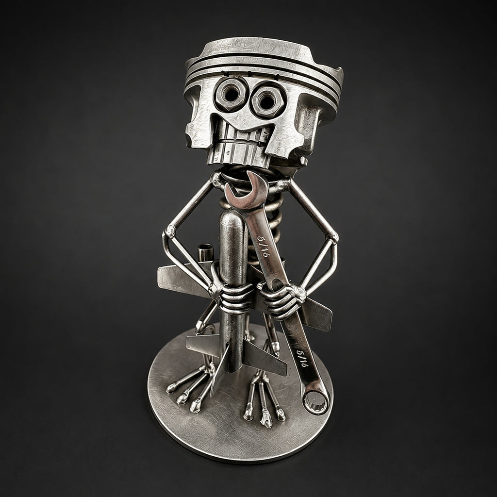 Handmade Piston Robot Sculpture – Built From Real Engine Parts