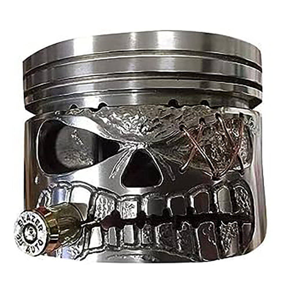 Handcrafted Piston Skull Sculpture – Real Engine Parts