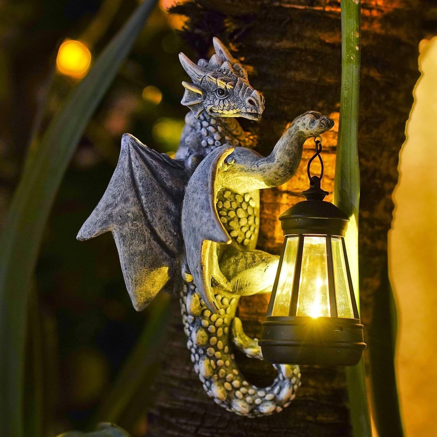 Mythical Garden Guardians – Dragon Lantern & Gargoyle Statue