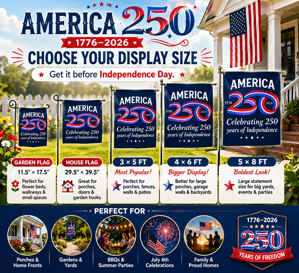 America 250 Anniversary Flag – 1776–2026 Patriotic Outdoor Decor