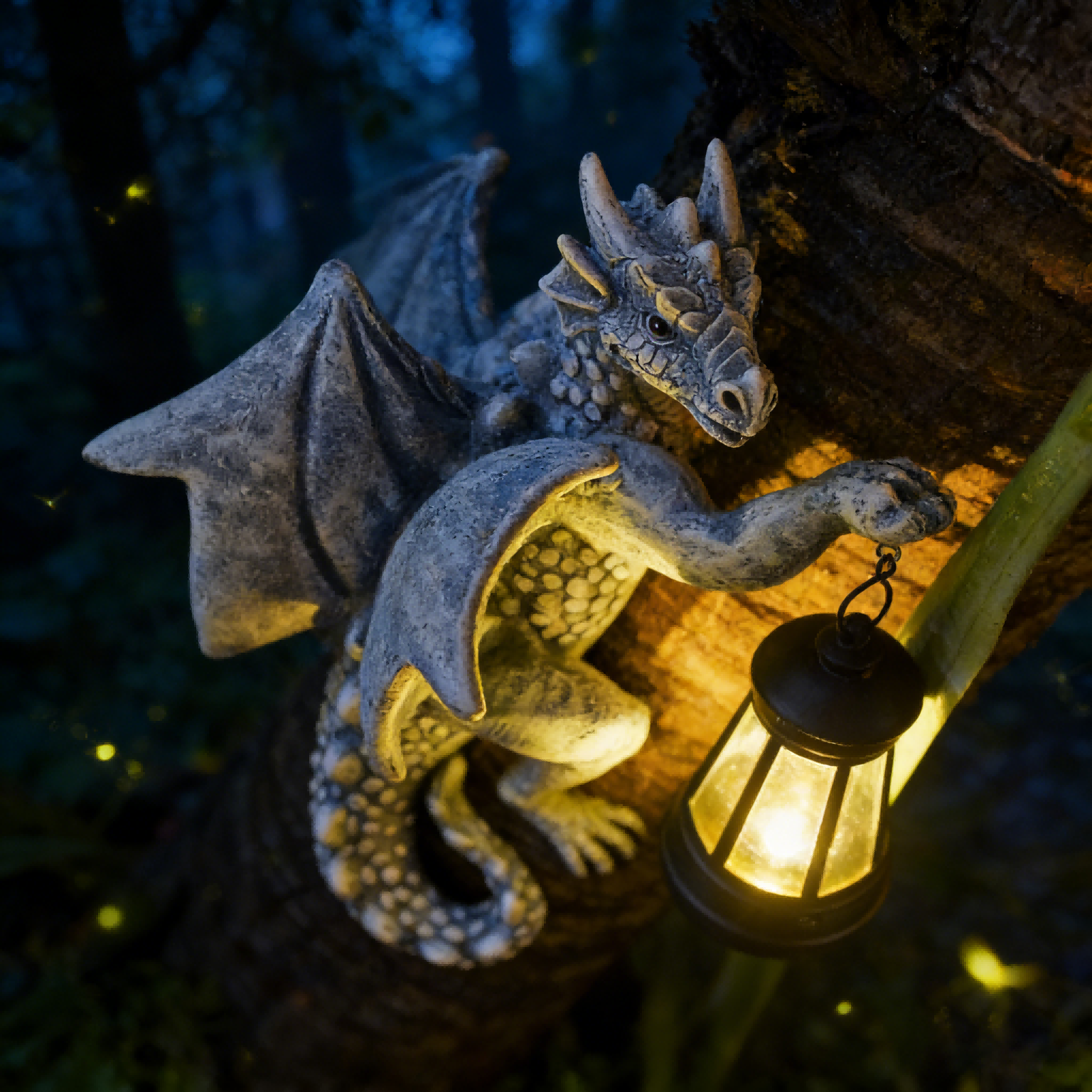 Mythical Garden Guardians – Dragon Lantern & Gargoyle Statue