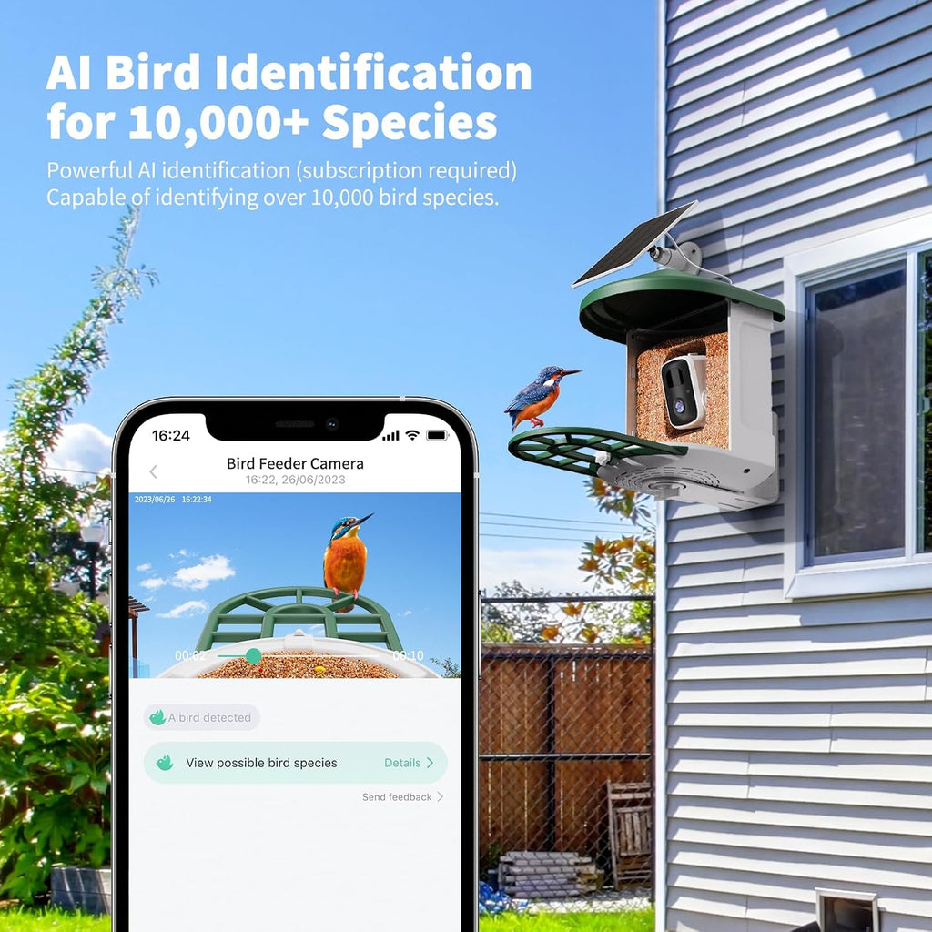 Smart Solar Bird Feeder with 2K Camera & AI Bird ID