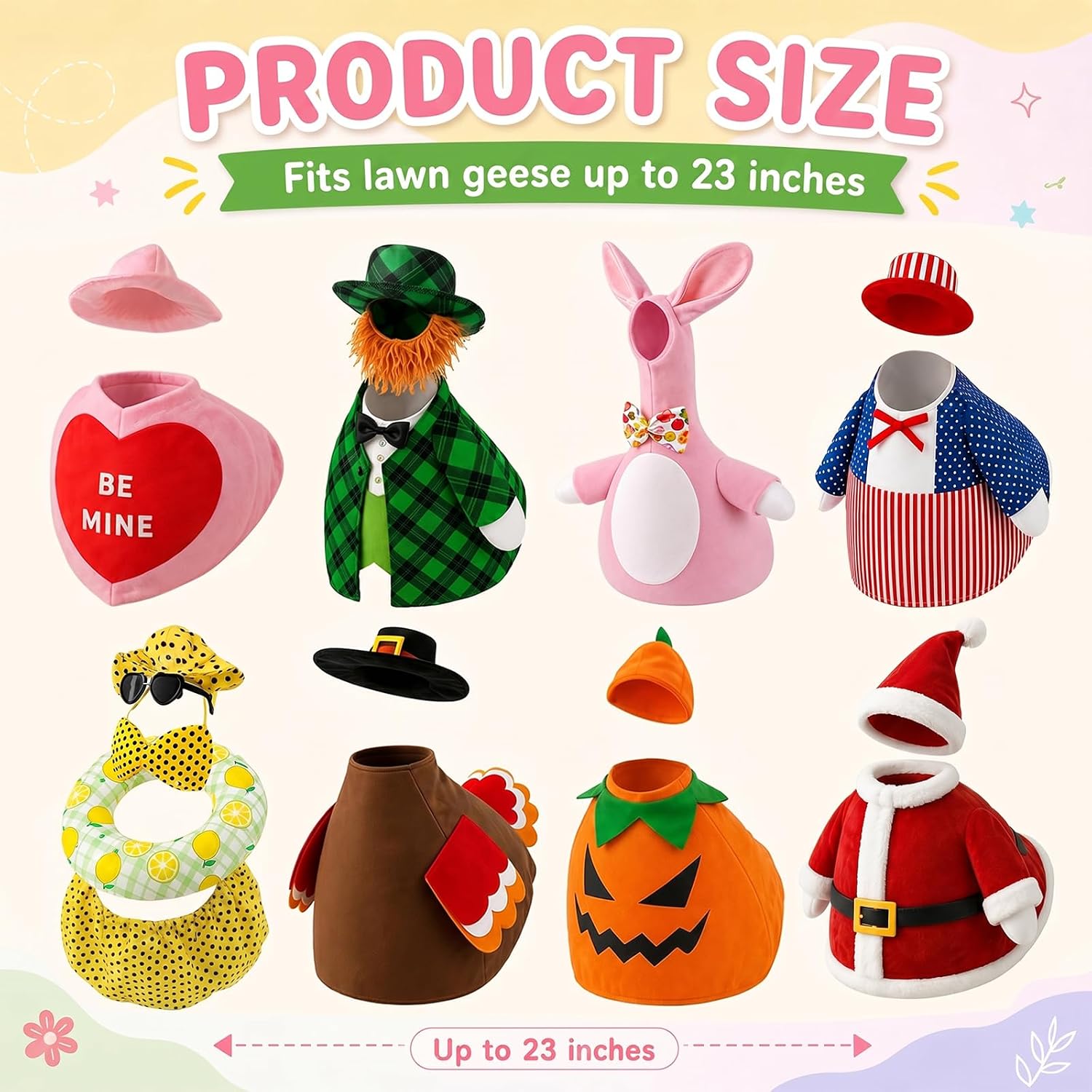 8 Holiday Porch Goose Outfits – Classic 23" Collection