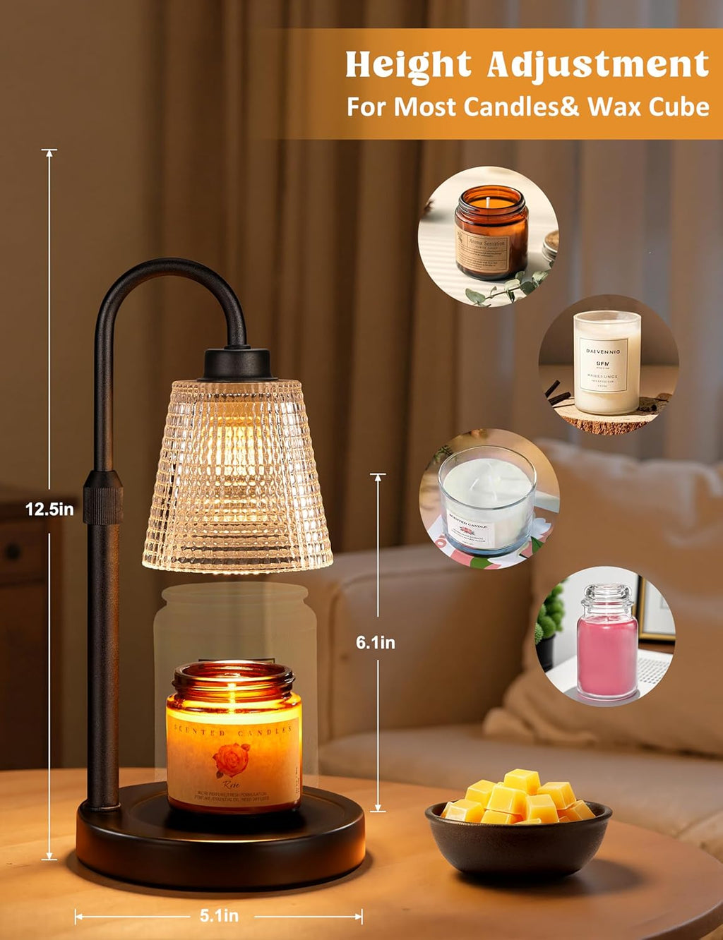 Dimmable Candle Warmer Lamp for Cozy Home Decor