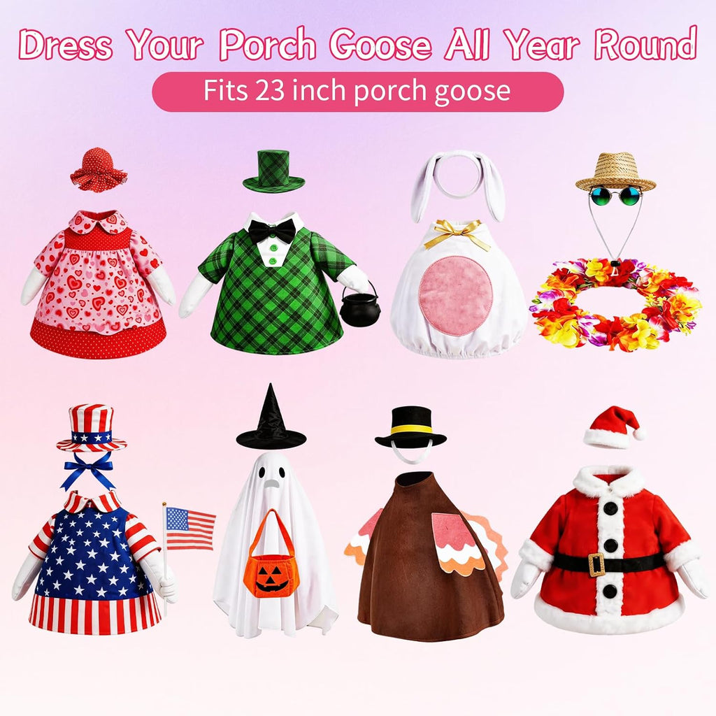 8-Piece All-Season Porch Goose Outfit Set – Fits 23" Goose