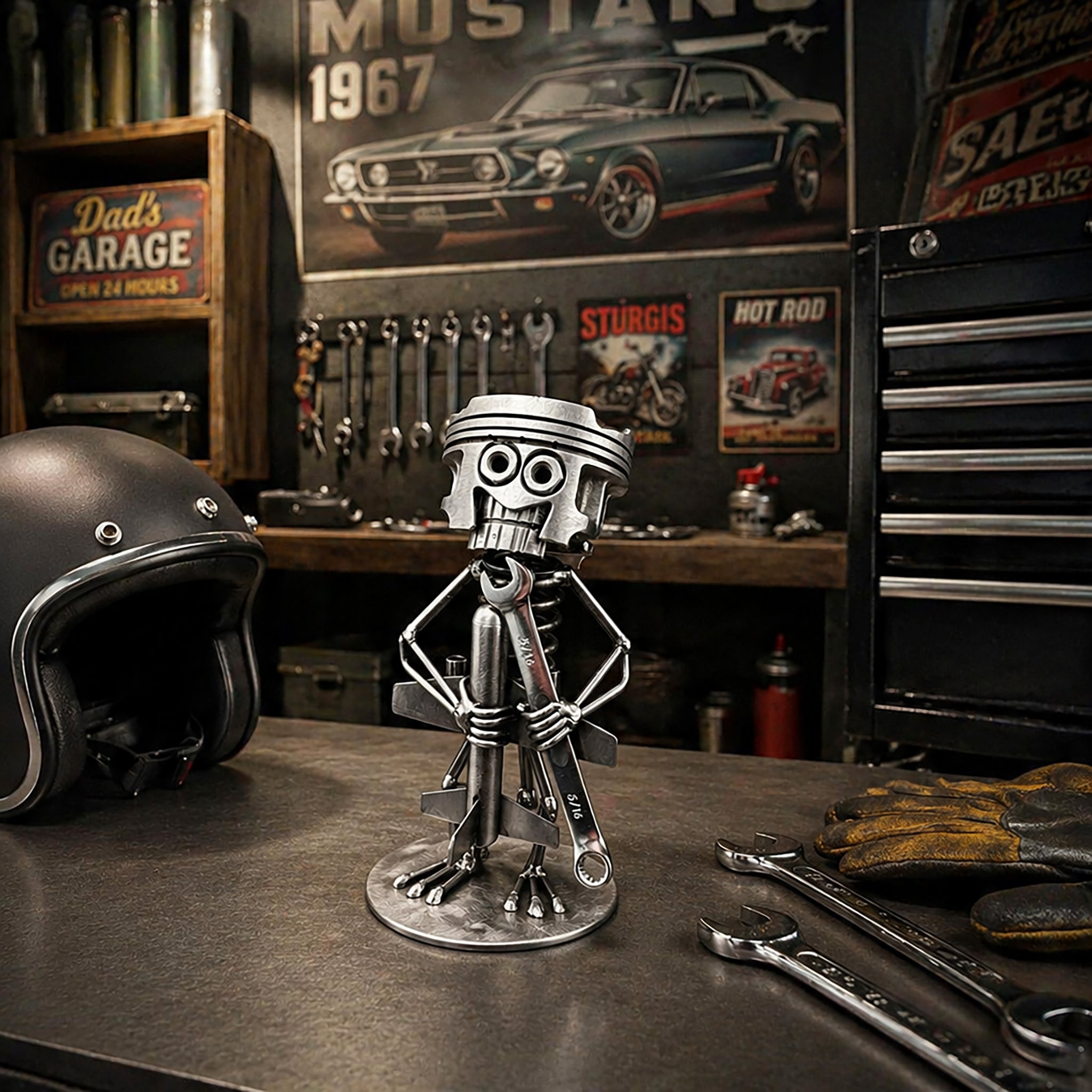 Handmade Piston Robot Sculpture – Built From Real Engine Parts