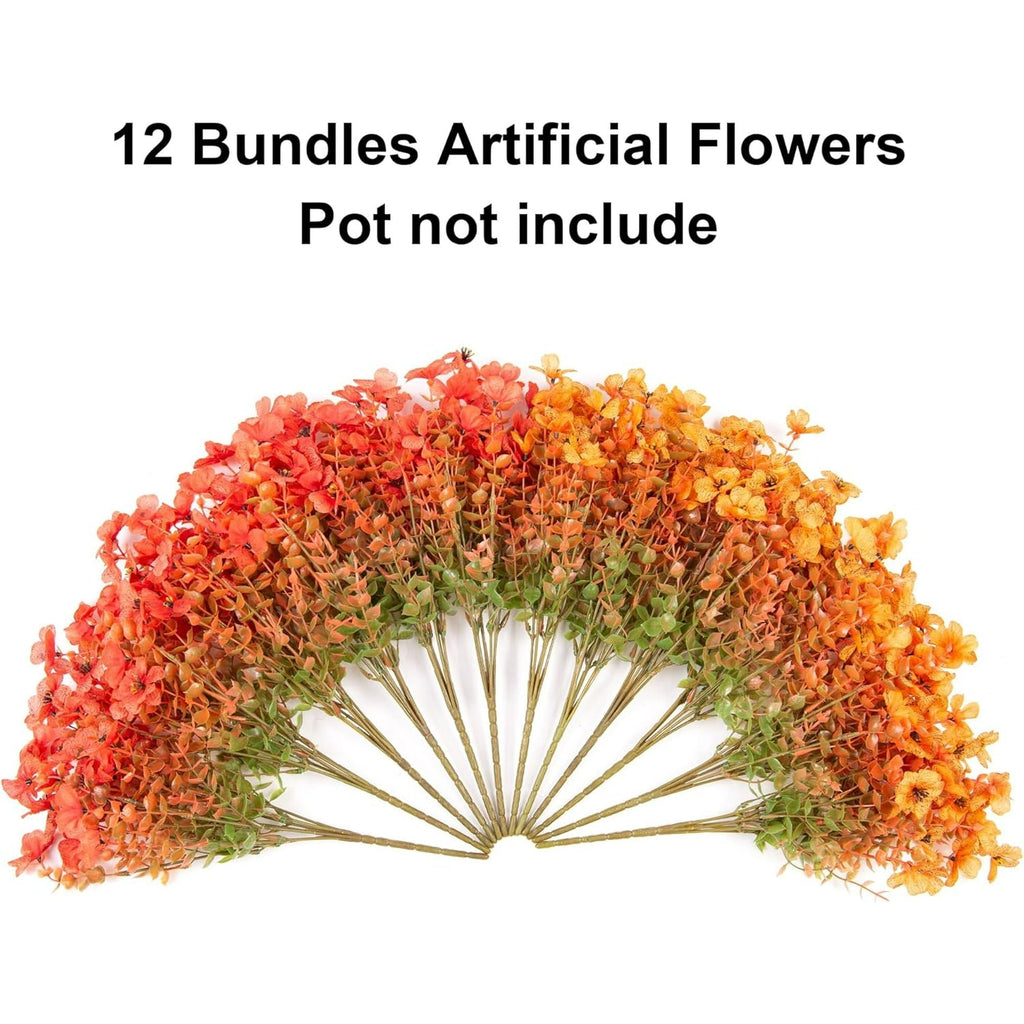 💐12PCS Artificial UV-resistant flowers: suitable for patios, porches and balconies-F Orange Yellow