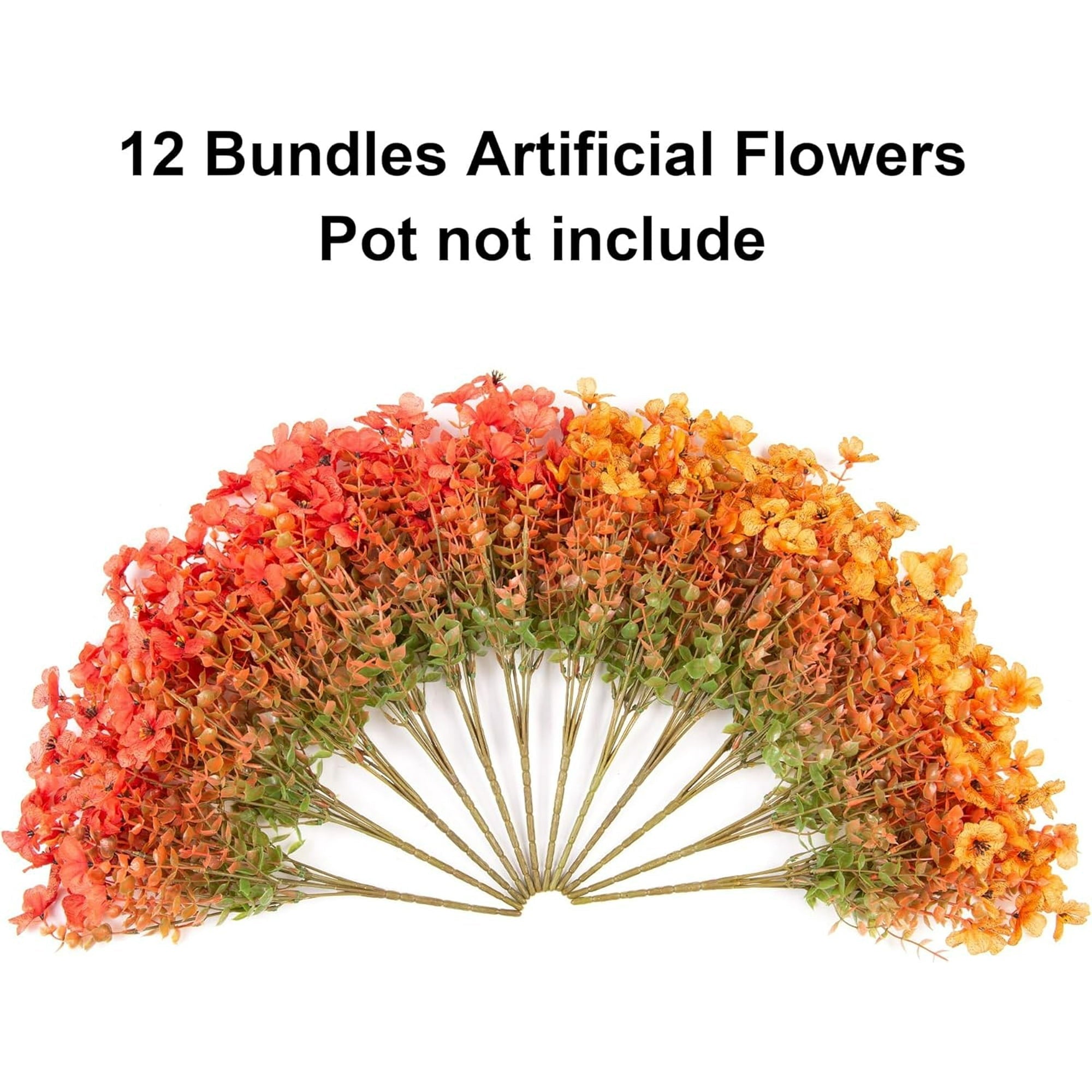 💐12PCS Artificial UV-resistant flowers: suitable for patios, porches and balconies-F Orange Yellow
