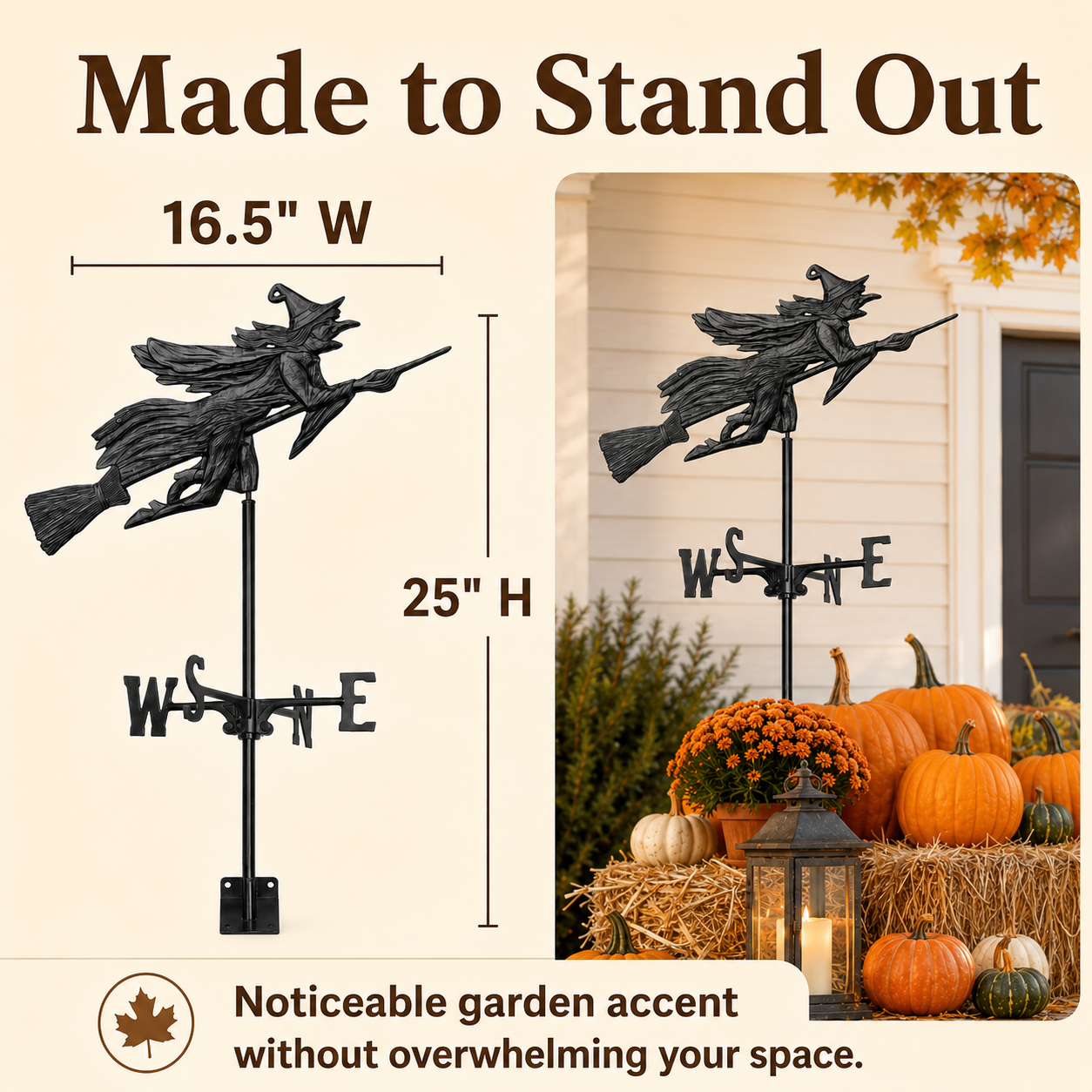 Flying Witch Weathervane – Magical Outdoor Garden & Porch Decor