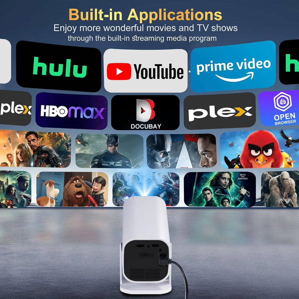 Mini Projector with Wifi and Bluetooth, Built-in Apps,Movie Projector