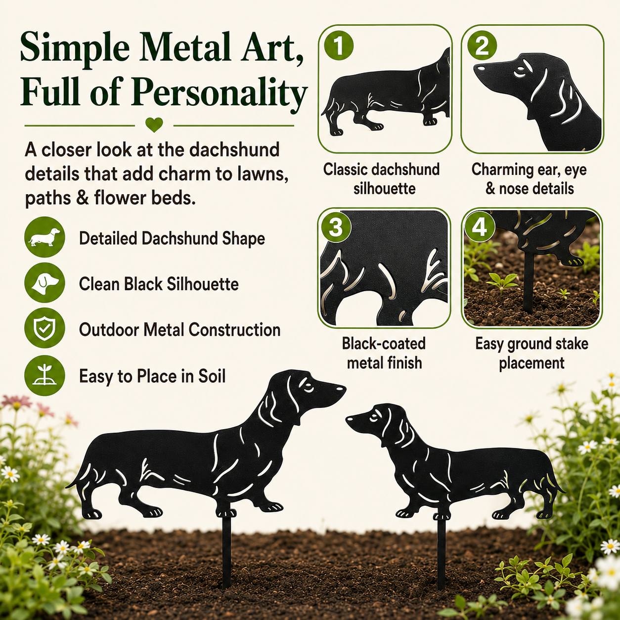 Dachshund Metal Garden Decor – Gift for Dog Lovers