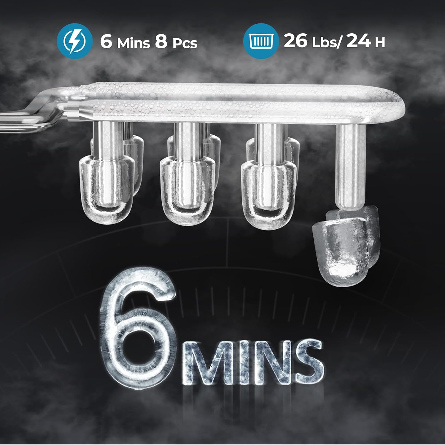 Countertop Ice Maker – 26 lbs/Day, Ice in 6 Minutes