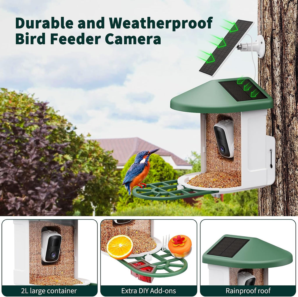 Smart Solar Bird Feeder with 2K Camera & AI Bird ID