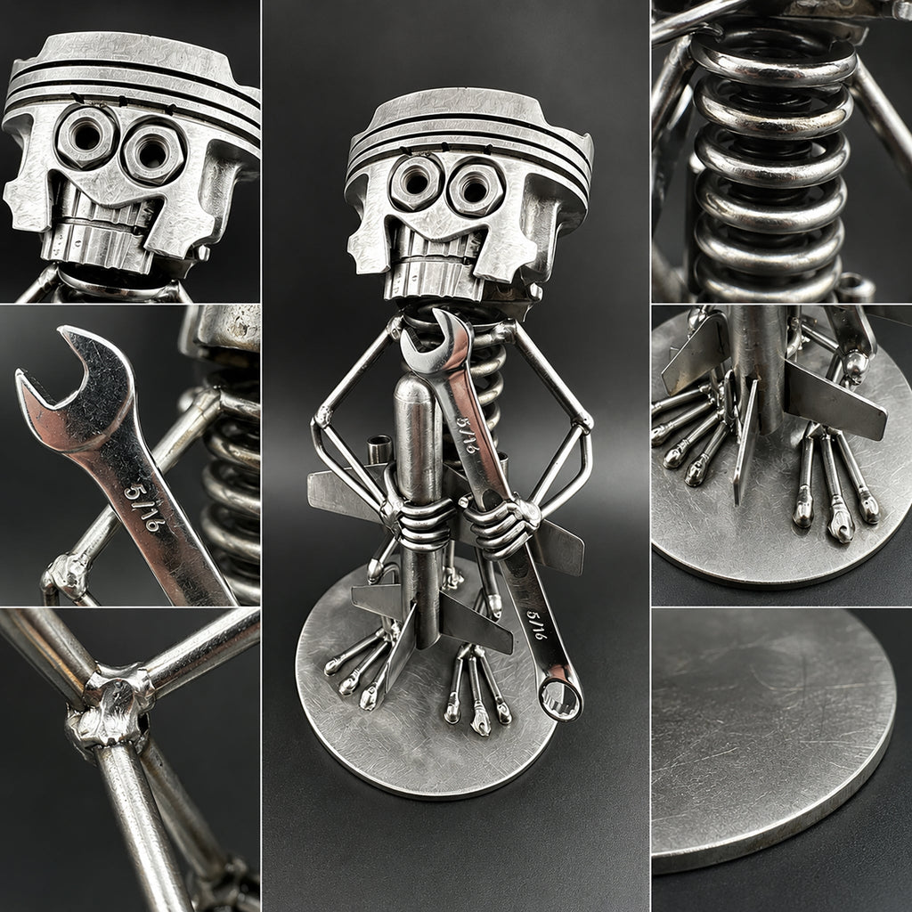 Handmade Piston Robot Sculpture – Built From Real Engine Parts