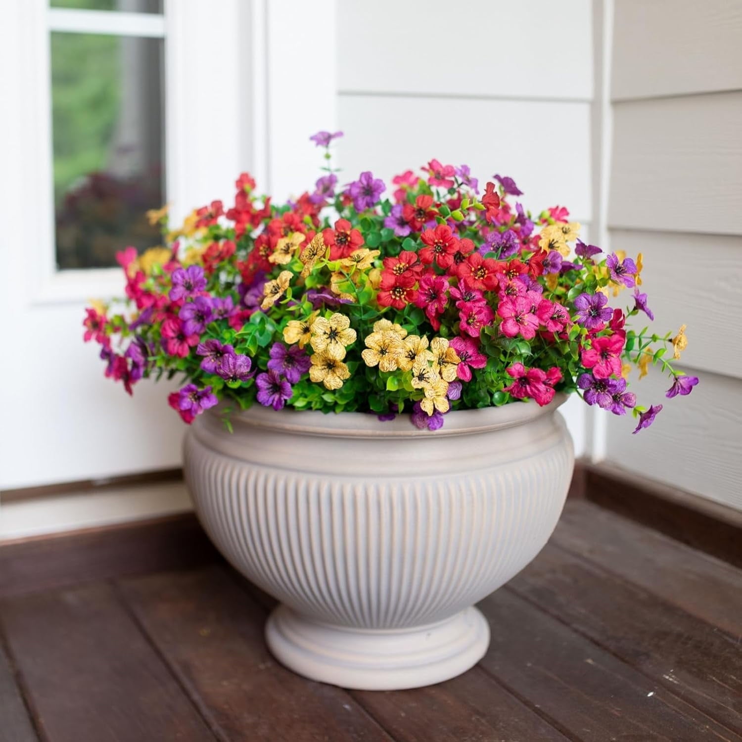 💐12PCS Artificial UV-resistant flowers: suitable for patios, porches and balconies-4 Fall Multicolor