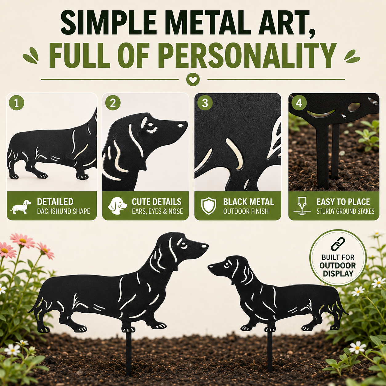 Dachshund Metal Garden Decor – Gift for Dog Lovers