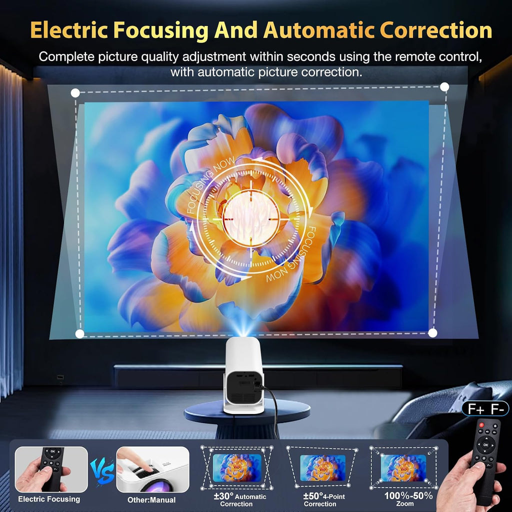 Mini Projector with Wifi and Bluetooth, Built-in Apps,Movie Projector