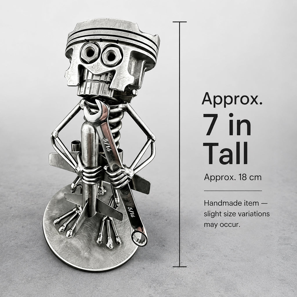 Handmade Piston Robot Sculpture – Built From Real Engine Parts