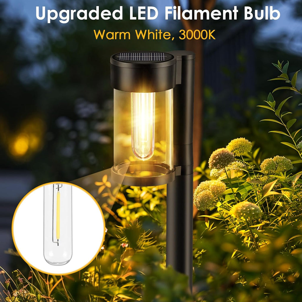 10-Pack Solar Pathway Lights – Metal & Glass, Warm White