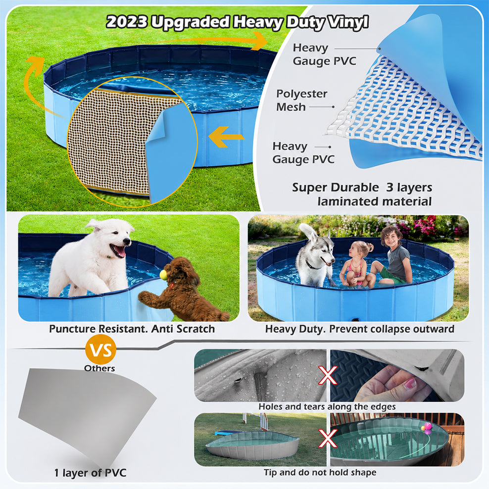 Collapsible Dog Pool for Bathing, Cooling & Backyard Play