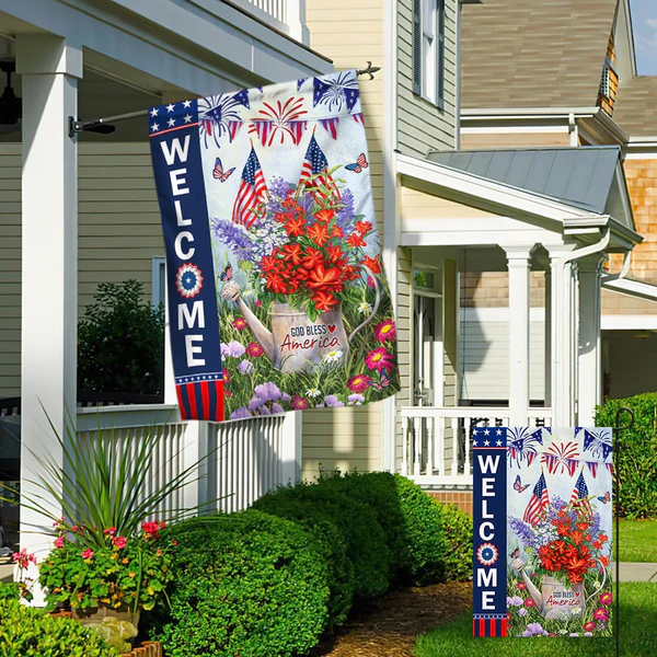 🌸 Floral Patriotic Garden Banner for Independence Day