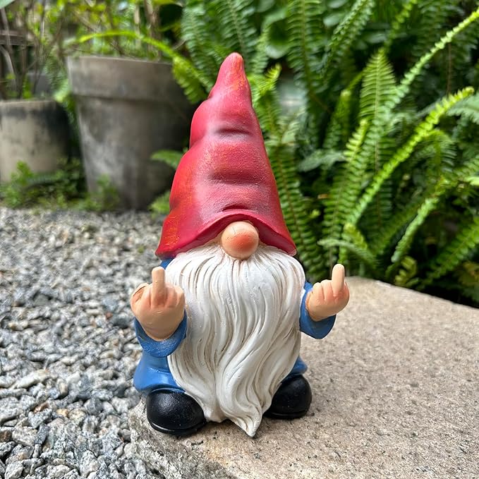 🖕 Grumpy Gnome 7.8" – Funny Garden Rebel!