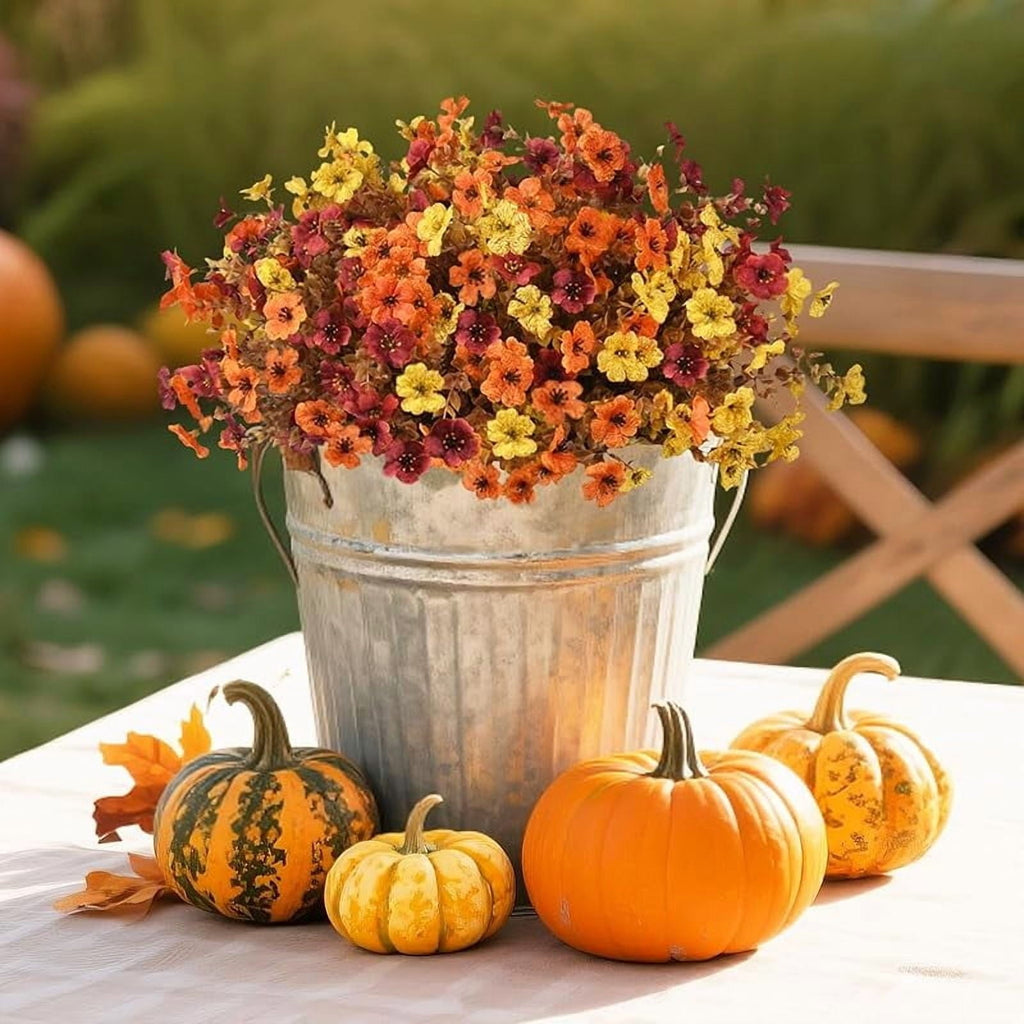 💐12PCS Artificial UV-resistant flowers: suitable for patios, porches and balconies-3 Fall Multicolor