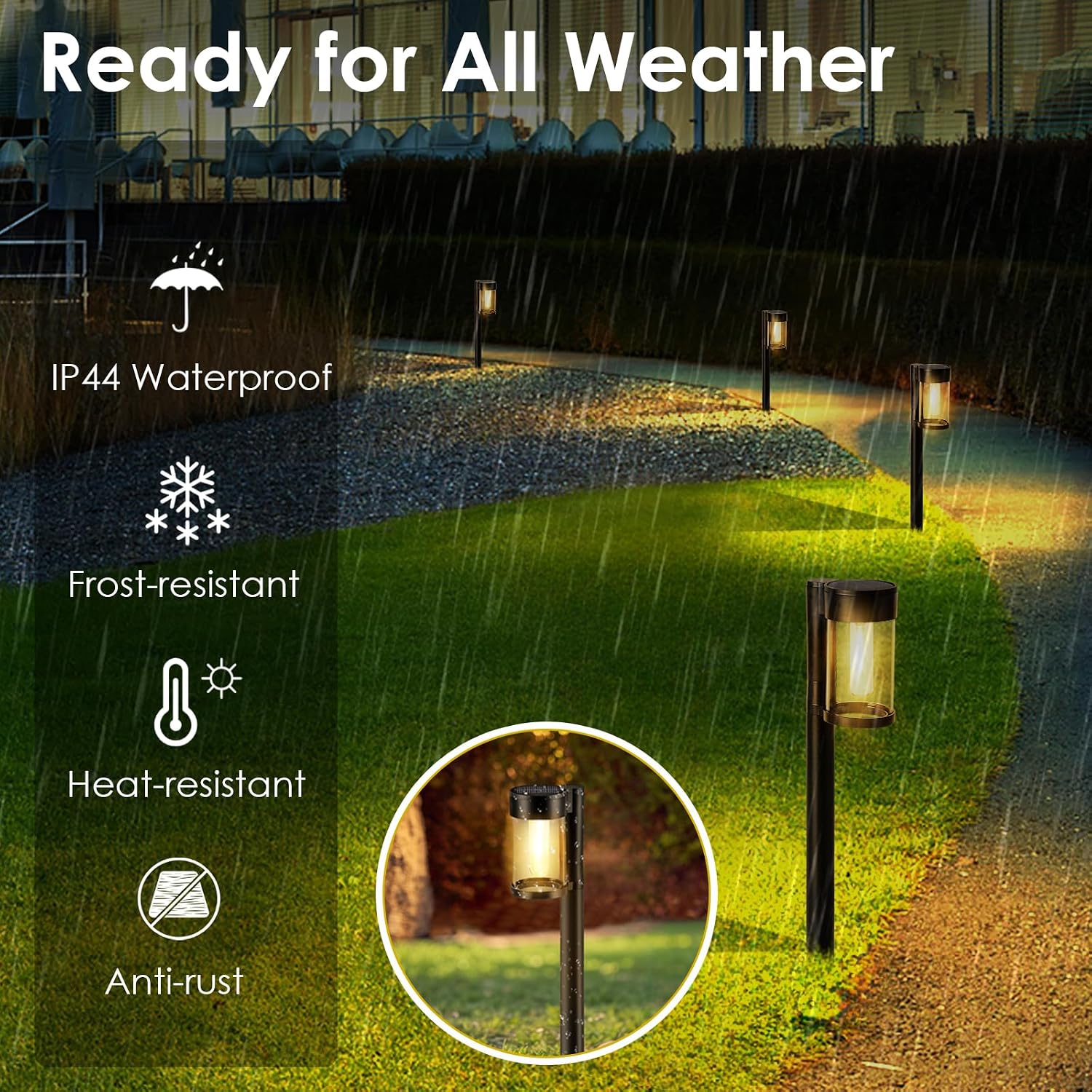 10-Pack Solar Pathway Lights – Metal & Glass, Warm White