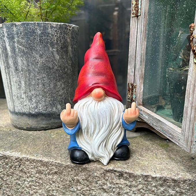 🖕 Grumpy Gnome 7.8" – Funny Garden Rebel!