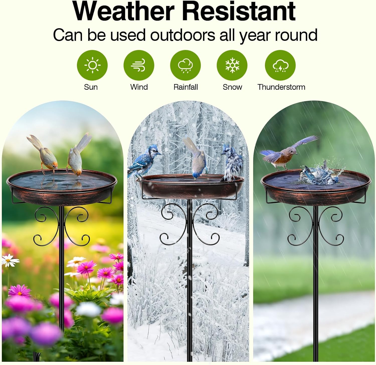 Vintage Metal Bird Bath & Feeder – 35" Garden Stake