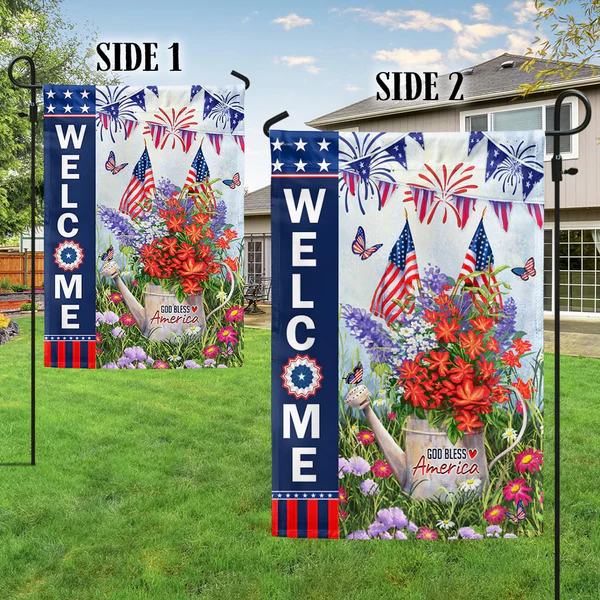 🌸 Floral Patriotic Garden Banner for Independence Day