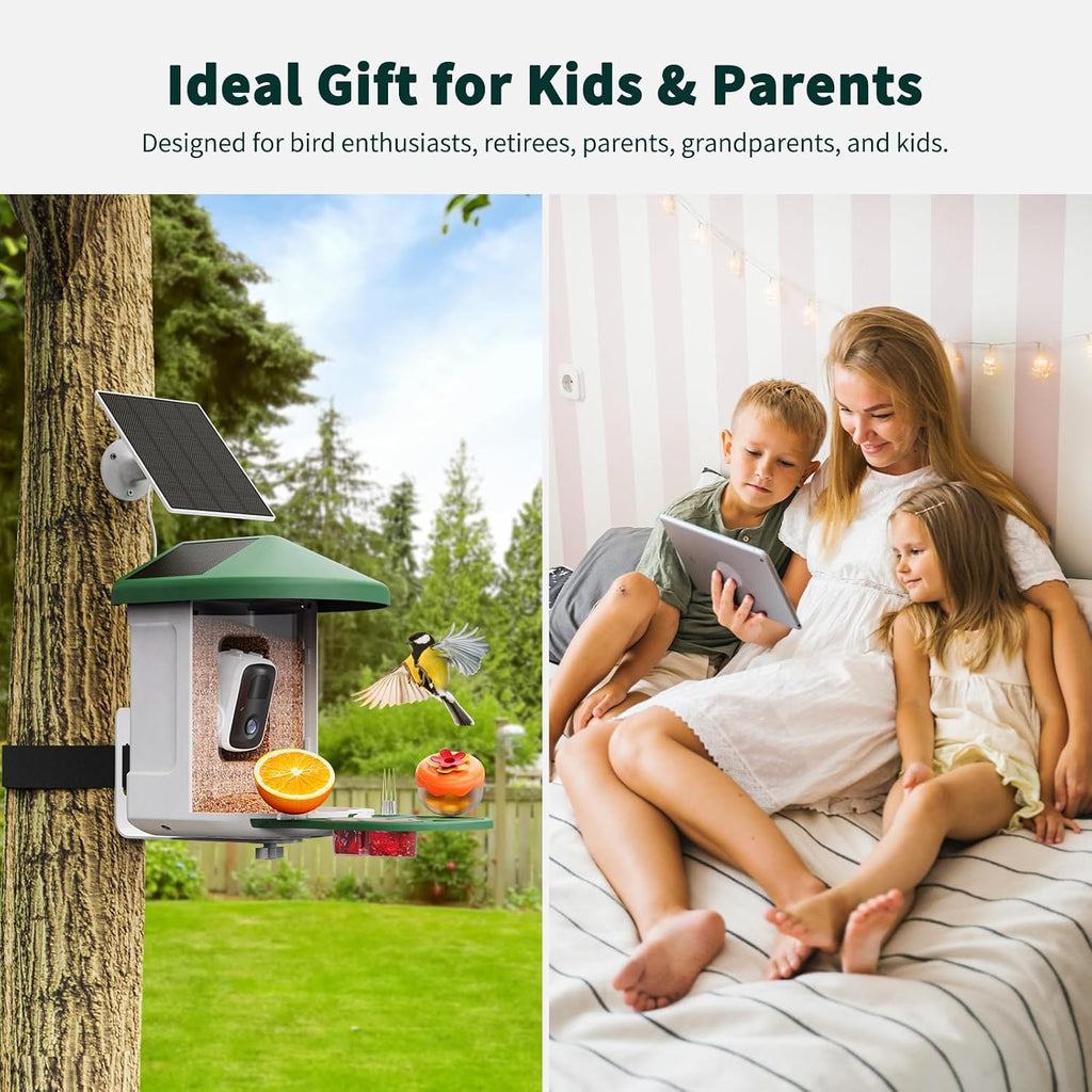 Smart Solar Bird Feeder with 2K Camera & AI Bird ID