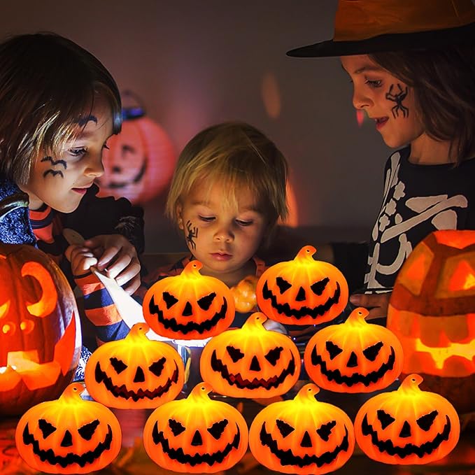 2.2in Mini Carved Jack Halloween Pumpkin Light（3pack）