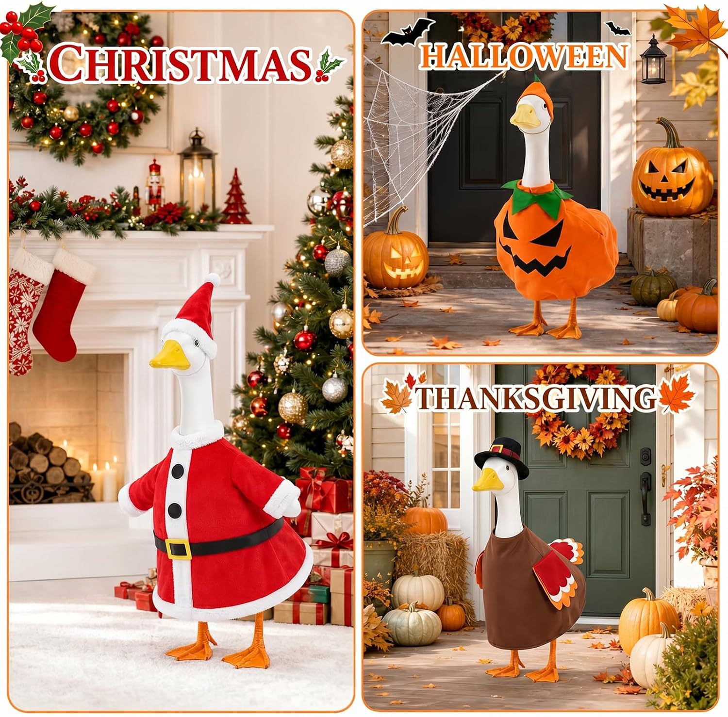 8 Holiday Porch Goose Outfits – Classic 23" Collection