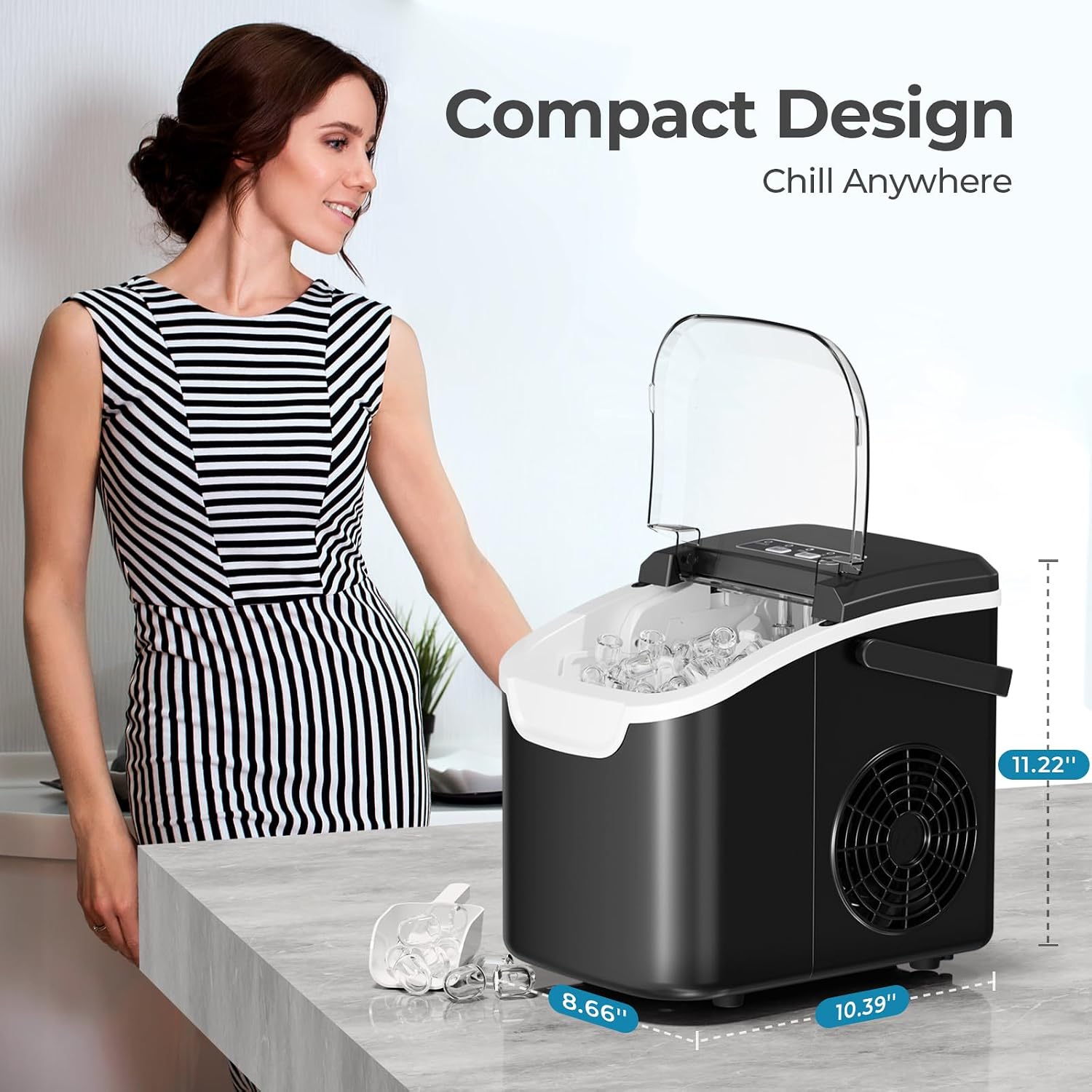 Countertop Ice Maker – 26 lbs/Day, Ice in 6 Minutes