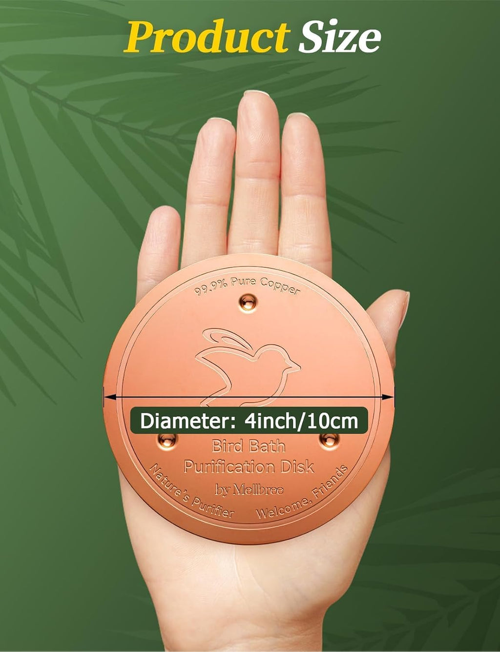 Pure Copper Bird Bath Cleaner Disc for Outdoor Birdbaths