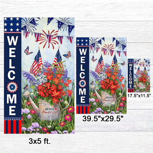 🌸 Floral Patriotic Garden Banner for Independence Day