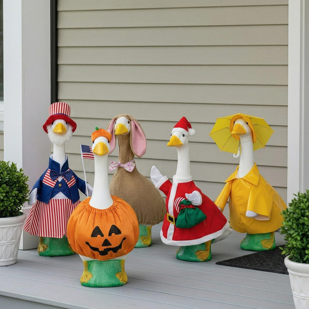 Dress-Up Porch Goose Statue – Fillable Outdoor Garden Goose in 3 Sizes