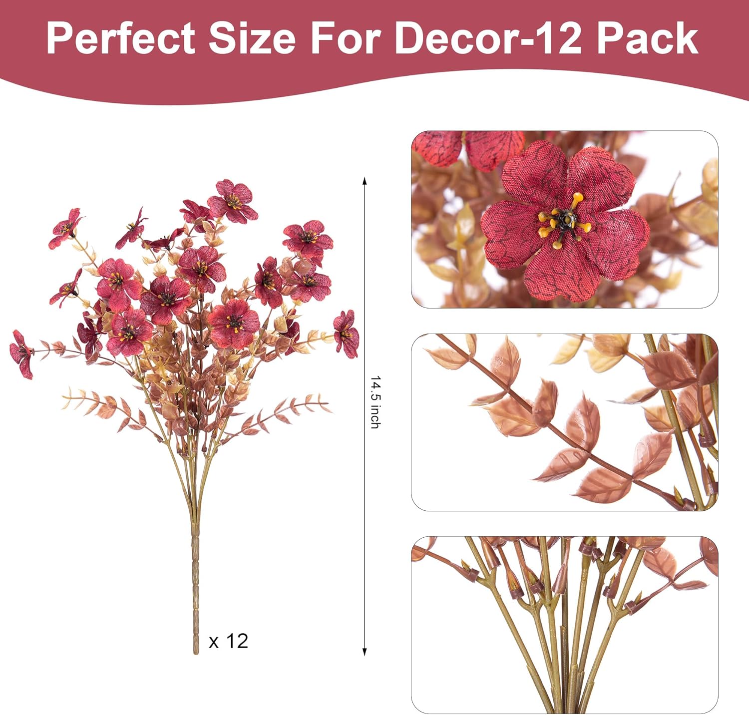💐12PCS Artificial UV-resistant flowers: suitable for patios, porches and balconies-Pelargonium