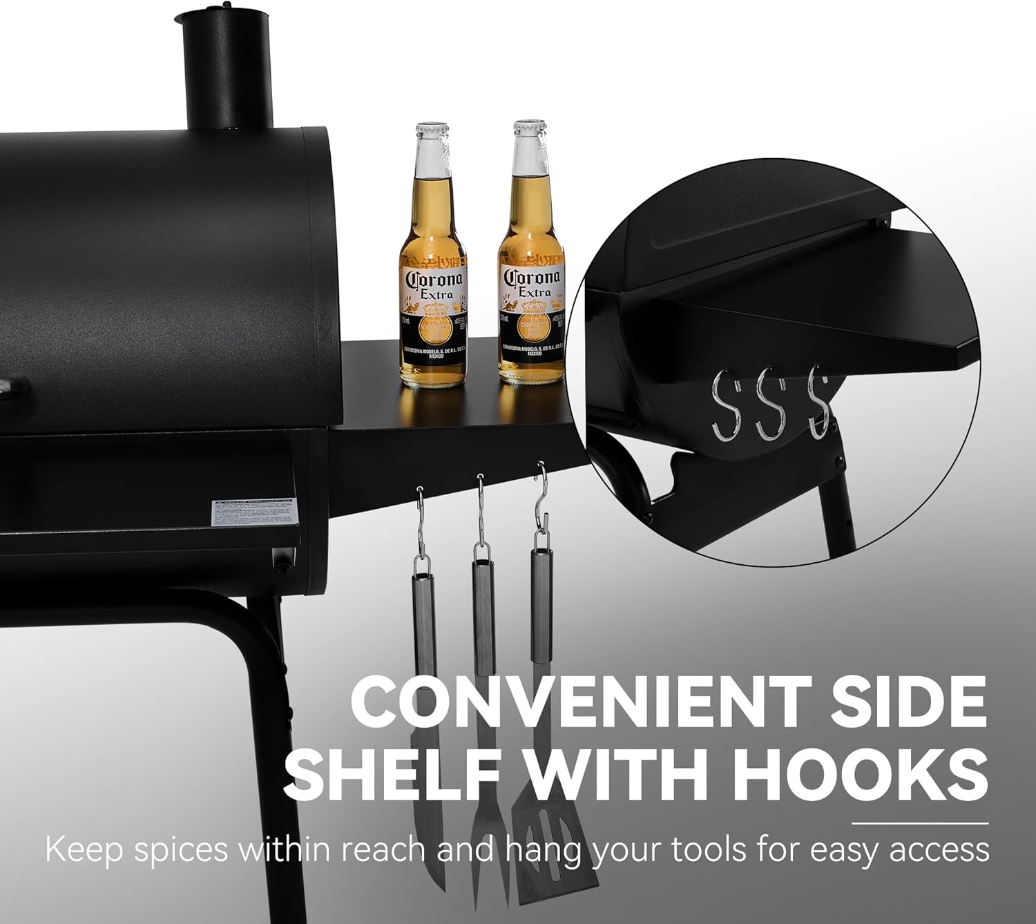 Charcoal BBQ Grill + Offset Smoker + 823 Sq. In.