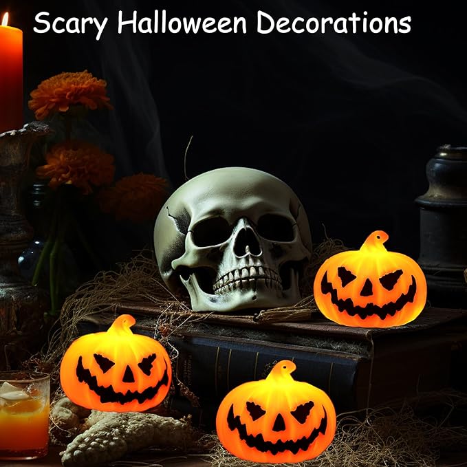 2.2in Mini Carved Jack Halloween Pumpkin Light（3pack）