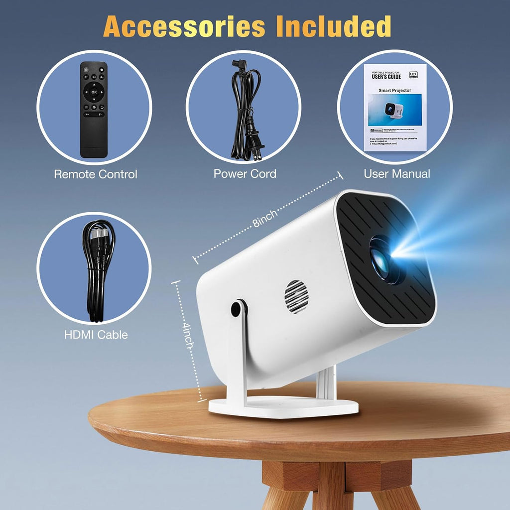 Mini Projector with Wifi and Bluetooth, Built-in Apps,Movie Projector